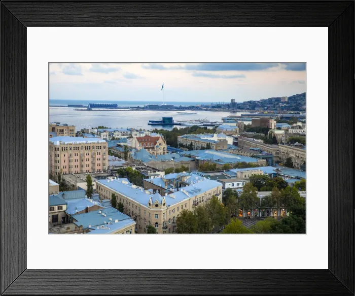Framed Print : Azerbaijan, Baku, View of city looking over Fountain Square to Baku Crystal Hall Framed Print : Azerbaijan, Baku, View of city looking over Fountain Square to Baku Crystal Hall