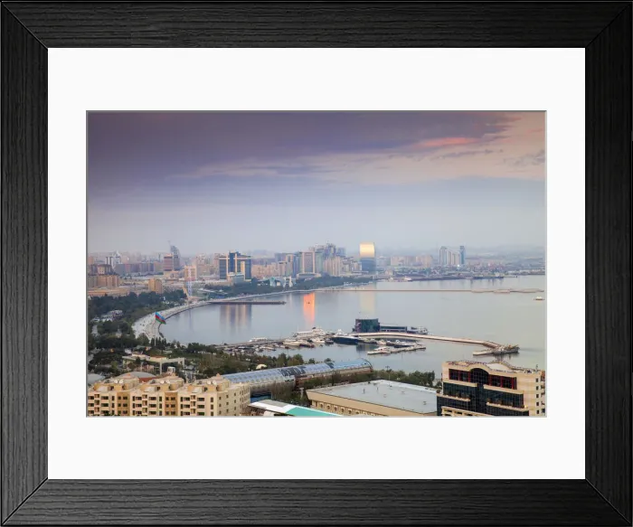 Framed Print : Azerbaijan, Baku, View of Baku Bay Framed Print : Azerbaijan, Baku, View of Baku Bay