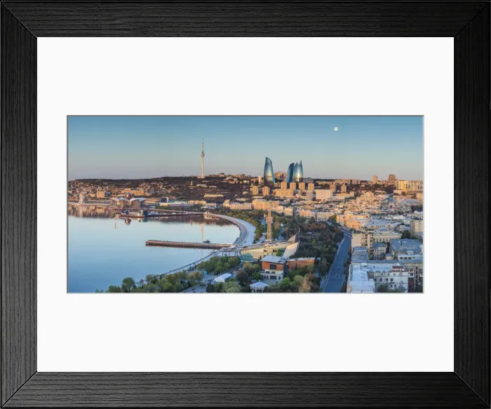 Framed Print : Azerbaijan, Baku, high angle city skyline, from the north Framed Print : Azerbaijan, Baku, high angle city skyline, from the north