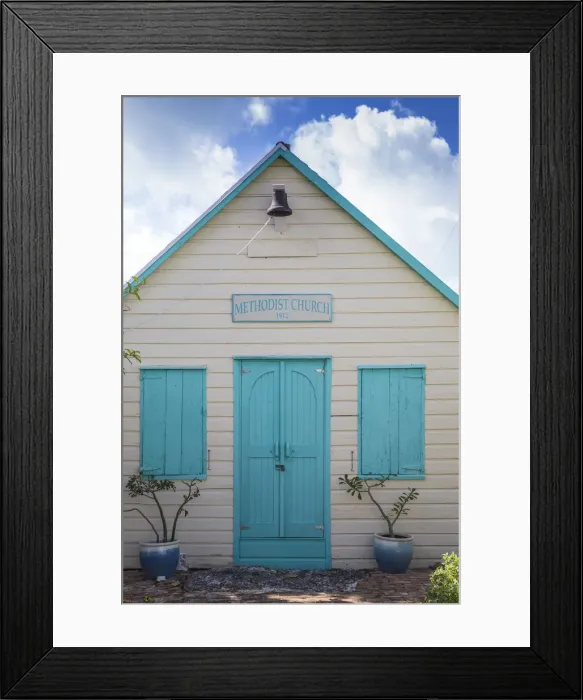 Framed Print : Bahamas, Abaco Islands, Man O War Cay, Queens highway, Methodist church Framed Print : Bahamas, Abaco Islands, Man O War Cay, Queens highway, Methodist church