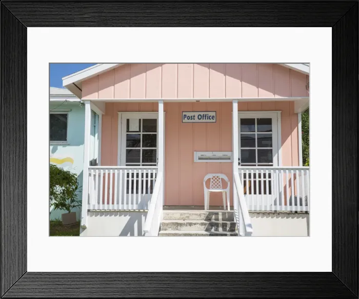 Framed Print : Bahamas, Abaco Islands, Mann of War Cay, Queens highway, Post office Framed Print : Bahamas, Abaco Islands, Mann of War Cay, Queens highway, Post office