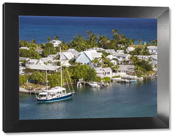 Bahamas, Abaco Islands, Elbow Cay, Hope Town, View of Harbour
