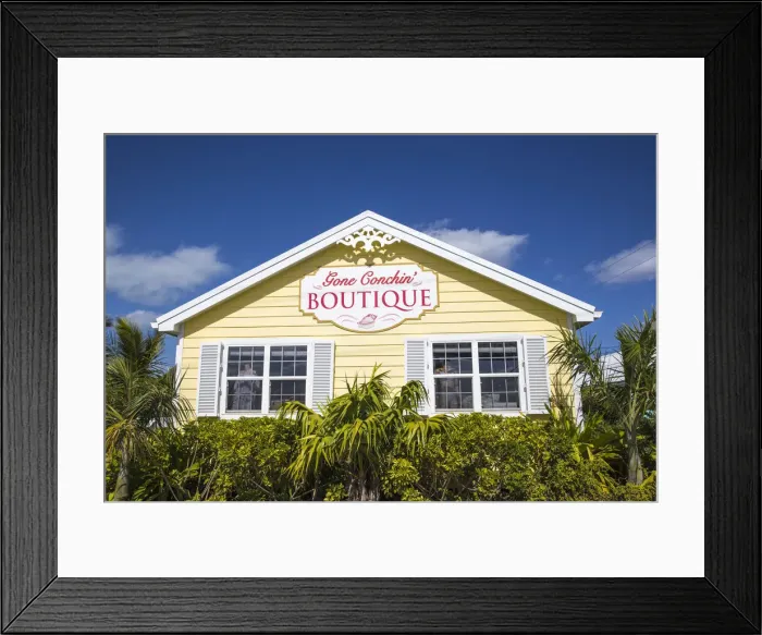 Framed Print : Bahamas, Abaco Islands, Great Guana Cay, Gone Conchin boutique Framed Print : Bahamas, Abaco Islands, Great Guana Cay, Gone Conchin boutique