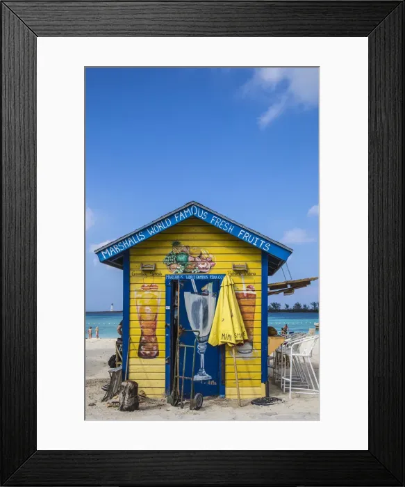 Framed Print : Caribbean, Bahamas, Providence Island, Nassau, Junkanoo beach, Colourful wooden hut Framed Print : Caribbean, Bahamas, Providence Island, Nassau, Junkanoo beach, Colourful wooden hut
