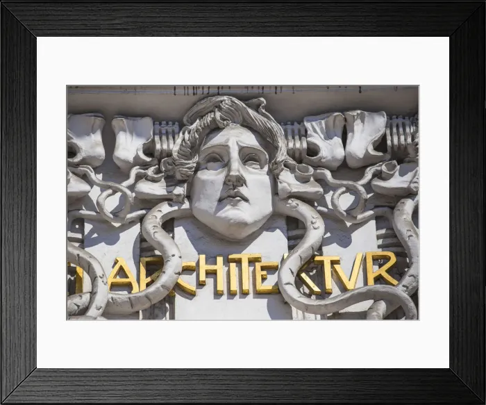 Framed Print : Austria, Vienna, Detail of facade of the Secession building - an exhibition hall Framed Print : Austria, Vienna, Detail of facade of the Secession building - an exhibition hall