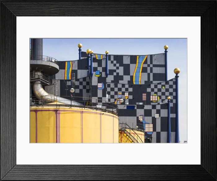 Framed Print : Austria, Vienna, Spittelau, Fernwarme power plant, whose facade was redesigned by Framed Print : Austria, Vienna, Spittelau, Fernwarme power plant, whose facade was redesigned by