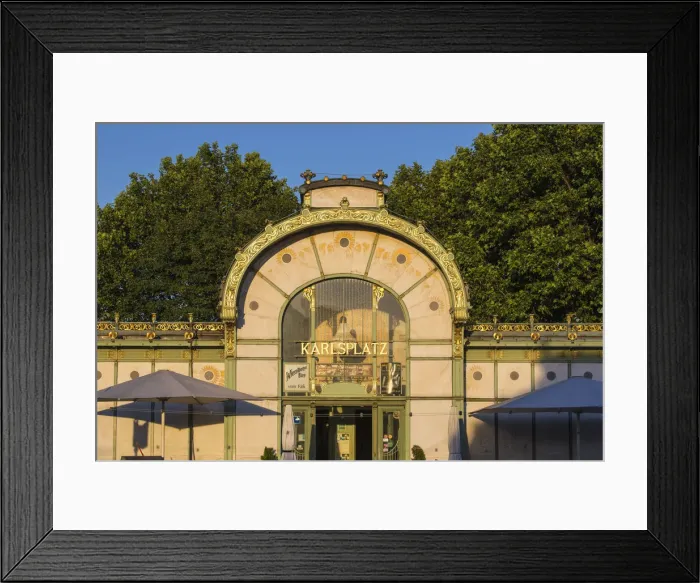Framed Print : Austria, Vienna, Karlsplatz, Stadtbahn Pavillons designed by Otto Wagner this one