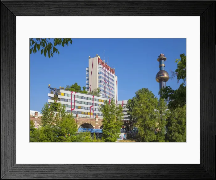Framed Print : Austria, Vienna, Spittelau, Fernwarme power plant, whose facade was redesigned by Framed Print : Austria, Vienna, Spittelau, Fernwarme power plant, whose facade was redesigned by