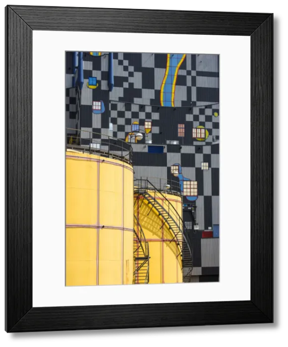 Framed Print : Austria, Vienna, Spittelau, Fernwarme power plant, whose facade was redesigned by Framed Print : Austria, Vienna, Spittelau, Fernwarme power plant, whose facade was redesigned by