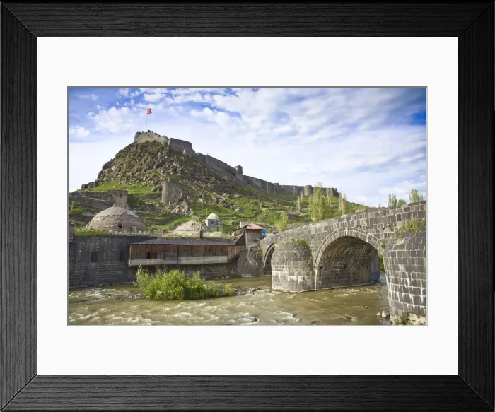 Framed Print : Turkey, Eastern Turkey, Kars, 15th century Tas Kopru, Stone bridge and Kars casstle Framed Print : Turkey, Eastern Turkey, Kars, 15th century Tas Kopru, Stone bridge and Kars casstle