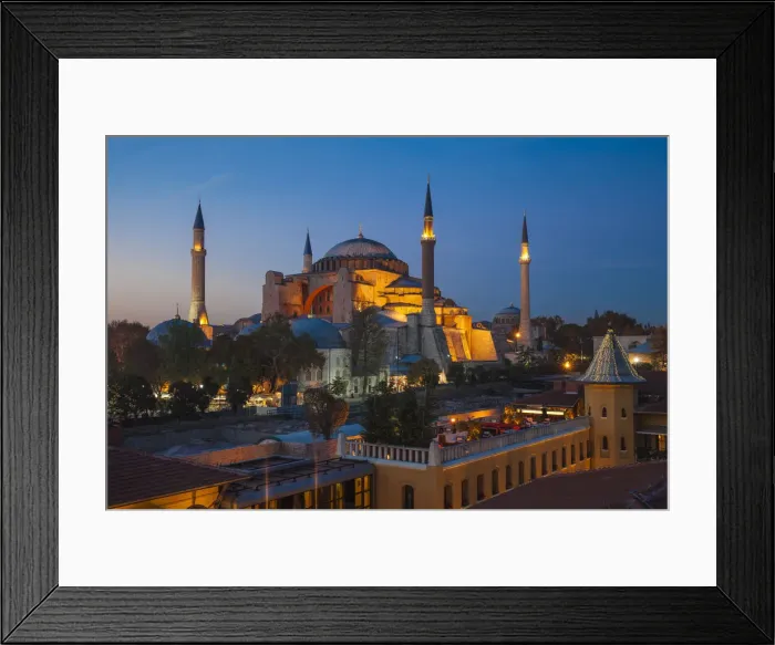 Framed Print : Turkey, Istanbul, View of Four Seasons Hotel roof terrace and Haghia Sophia, - Aya Framed Print : Turkey, Istanbul, View of Four Seasons Hotel roof terrace and Haghia Sophia, - Aya