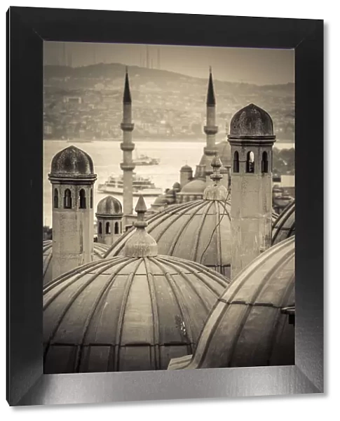 Turkey, Istanbul, Sultanahmet, domes of the Suleymaniye Mosque (Suleymaniye Camii)