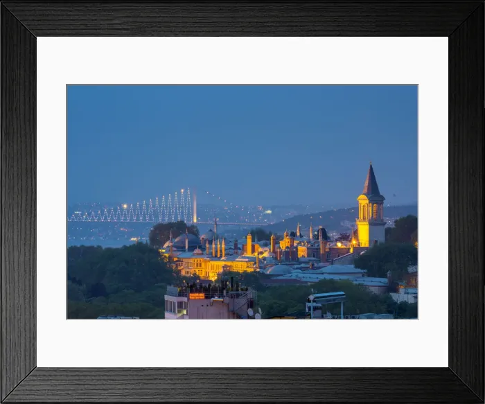 Framed Print : Turkey, Istanbul, Sultanahmet, Topkapi Palace and First Bosphorus Bridge