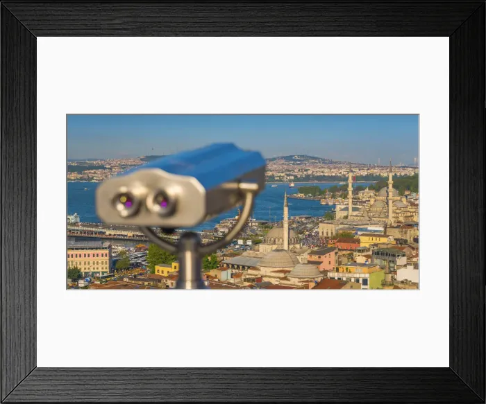 Framed Print : Turkey, Istanbul, View over Sultanahmet, The Golden Horn and Bosphorus, Tourist Binoculars Framed Print : Turkey, Istanbul, View over Sultanahmet, The Golden Horn and Bosphorus, Tourist Binoculars