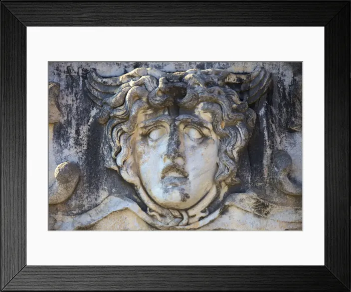 Framed Print : Detail of the Cornice a Gorgon at Temple of Apollo, Didyma, Turkey Framed Print : Detail of the Cornice a Gorgon at Temple of Apollo, Didyma, Turkey
