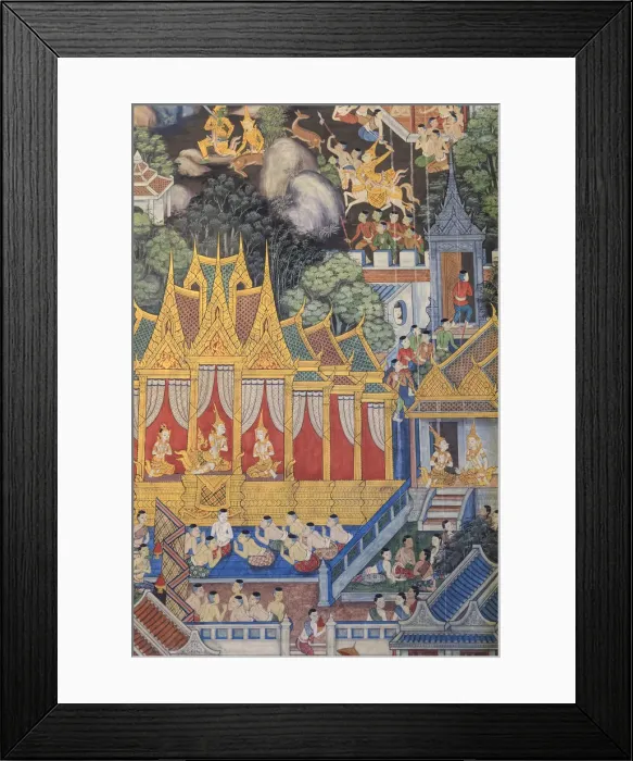 Framed Print : Thailand, Bangkok, Wat Pho (UNESCO Site), detail of painting on temple walls Framed Print : Thailand, Bangkok, Wat Pho (UNESCO Site), detail of painting on temple walls