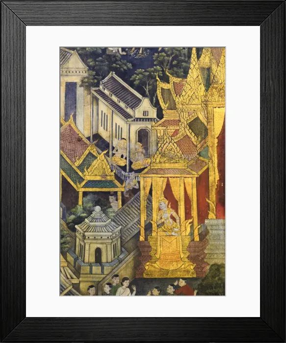 Framed Print : Thailand, Bangkok, Wat Pho (UNESCO Site), detail of painting on temple walls Framed Print : Thailand, Bangkok, Wat Pho (UNESCO Site), detail of painting on temple walls