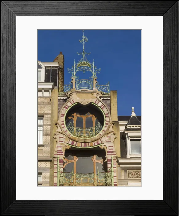 Framed Print : Belgium, Brussels, art-nouveau architecture, Maison St-Cyr, detail Framed Print : Belgium, Brussels, art-nouveau architecture, Maison St-Cyr, detail
