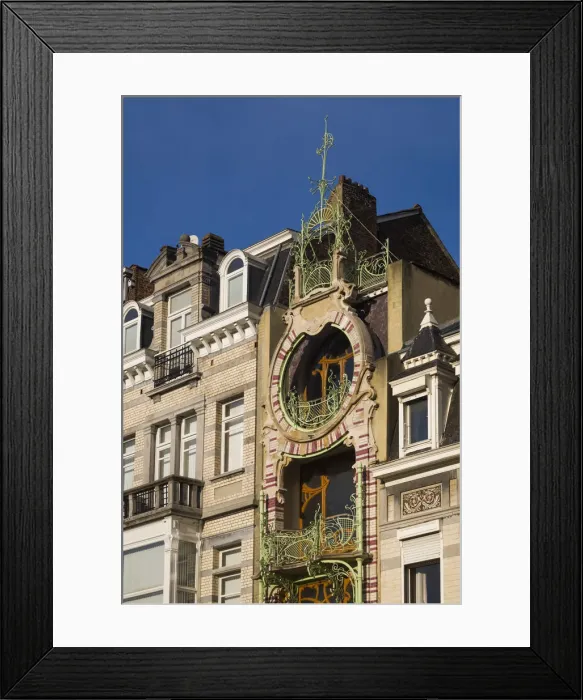 Framed Print : Belgium, Brussels, art-nouveau architecture, Maison St-Cyr, detail Framed Print : Belgium, Brussels, art-nouveau architecture, Maison St-Cyr, detail