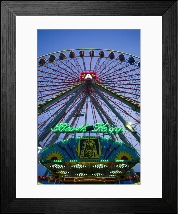 Framed Print : Belgium, Antwerp, Steenplein, Antwerp ferris wheel, dusk Framed Print : Belgium, Antwerp, Steenplein, Antwerp ferris wheel, dusk