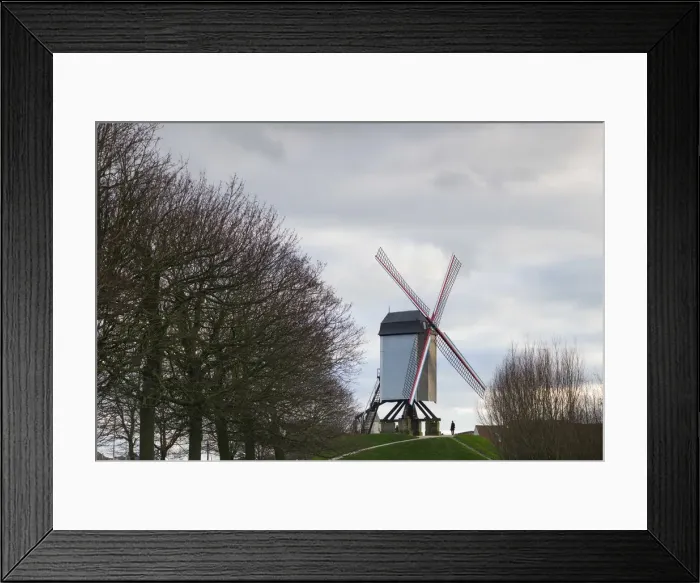 Framed Print : Belgium, Bruges, old canalside windmill Framed Print : Belgium, Bruges, old canalside windmill
