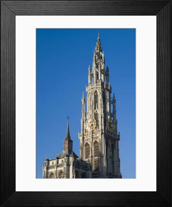 Framed Print : Belgium, Antwerp, Groenplaats, Onze-Lieve-Vrouwekathedraal cathedral tower