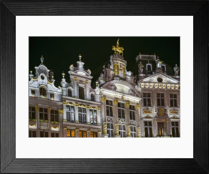 Framed Print : Belgium, Brussels, Grand Place, evening illumination of the Guild Halls Framed Print : Belgium, Brussels, Grand Place, evening illumination of the Guild Halls