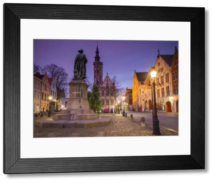 Framed Print : Belgium, Bruges, Jan van Eyck Square, dawn Framed Print : Belgium, Bruges, Jan van Eyck Square, dawn