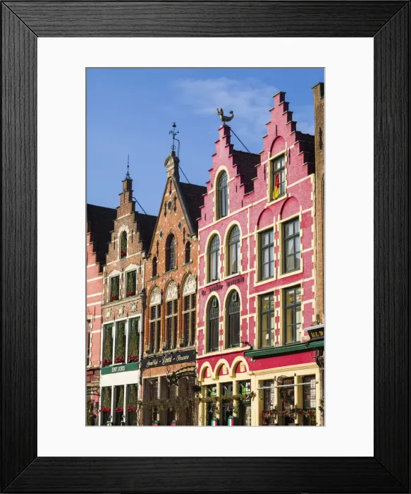 Framed Print : Belgium, Bruges, The Markt, market square buildings
