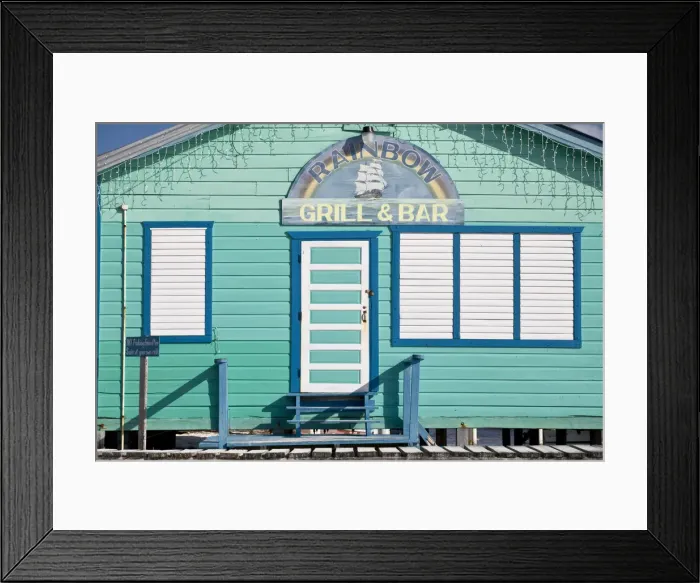 Framed Print : Belize, Caye Caulker, Rainbow grill and bar Framed Print : Belize, Caye Caulker, Rainbow grill and bar