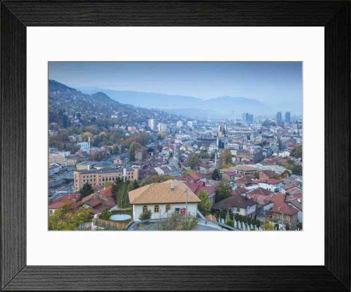 Framed Print : Bosnia and Herzegovina, Sarajevo, View of City Framed Print : Bosnia and Herzegovina, Sarajevo, View of City