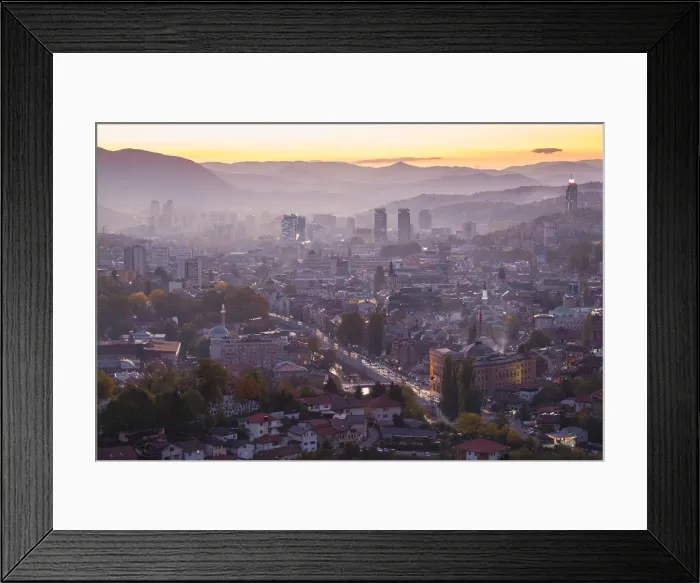 Framed Print : Bosnia and Herzegovina, Sarajevo, View of Sarajevo City