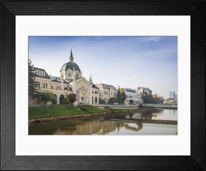 Framed Print : Bosnia and Herzegovina, Sarajevo, Festina Lente bridge leading to The Academy of Fine Framed Print : Bosnia and Herzegovina, Sarajevo, Festina Lente bridge leading to The Academy of Fine
