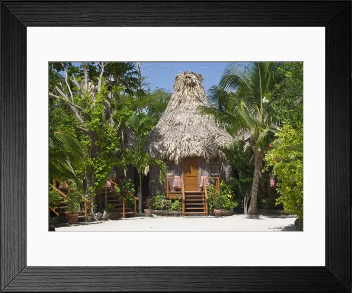 Framed Print : Belize, Ambergris Caye, San Pedro, Ramons Village Resort, Thatched room cabana Framed Print : Belize, Ambergris Caye, San Pedro, Ramons Village Resort, Thatched room cabana