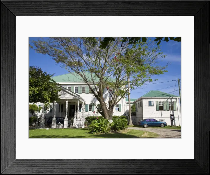 Framed Print : Belize, Belize City, Government House - A wooden colonial building Framed Print : Belize, Belize City, Government House - A wooden colonial building