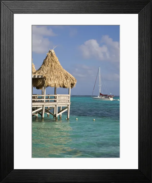 Framed Print : Belize, Ambergris Caye, San Pedro, Ramons Village Resort Pier and palapa Framed Print : Belize, Ambergris Caye, San Pedro, Ramons Village Resort Pier and palapa