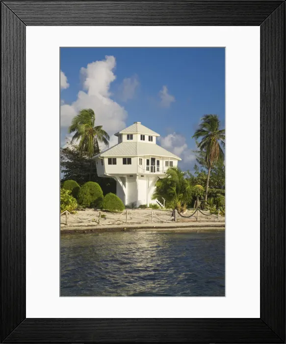 Framed Print : Belize, Caye Caulker, Beachfront house Framed Print : Belize, Caye Caulker, Beachfront house
