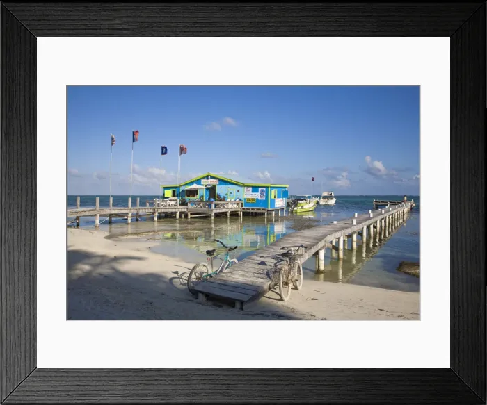 Framed Print : Belize, Ambergris Caye, Pier and dive shop Framed Print : Belize, Ambergris Caye, Pier and dive shop