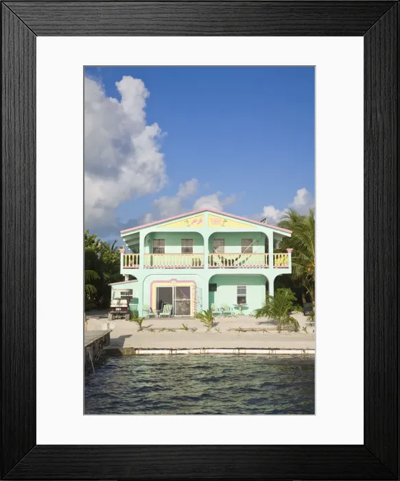 Framed Print : Belize, Caye Caulker, Beach front house Framed Print : Belize, Caye Caulker, Beach front house