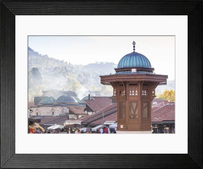 Framed Print : Bosnia and Herzegovina, Sarajevo, Bascarsija - The Old Quarter, Bascarsija Square Framed Print : Bosnia and Herzegovina, Sarajevo, Bascarsija - The Old Quarter, Bascarsija Square
