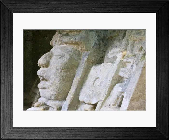 Framed Print : Belize, Lamanai, Mask Temple (Structure N9-56), 13ft mask of a man in a crocodile Framed Print : Belize, Lamanai, Mask Temple (Structure N9-56), 13ft mask of a man in a crocodile