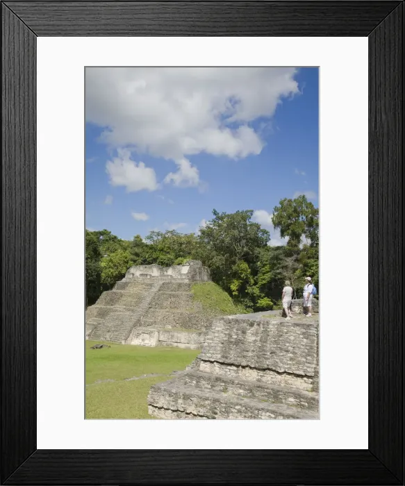 Framed Print : Belize, Caracol ruins, Plaza A, Ladies standing on Structure A6 - Temple of the Wooden Framed Print : Belize, Caracol ruins, Plaza A, Ladies standing on Structure A6 - Temple of the Wooden