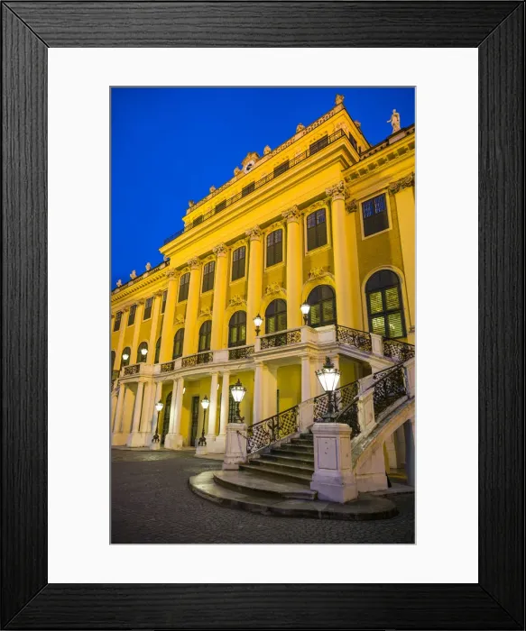 Framed Print : Austria, Vienna, Schonbrunn Palace exterior, winter, evening