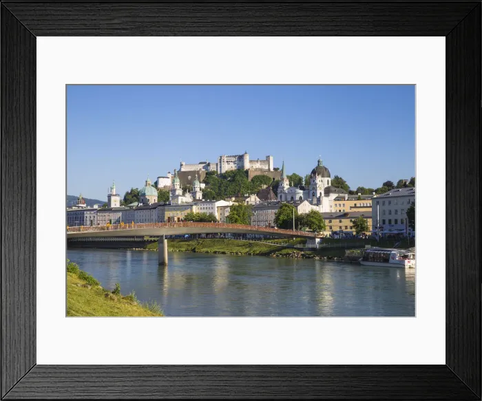 Framed Print : Austria, Salzburg, View of Makartsteg bridge over Salzach River and Hohensalzburg Framed Print : Austria, Salzburg, View of Makartsteg bridge over Salzach River and Hohensalzburg