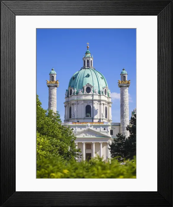 Framed Print : Austria, Vienna, Karlsplatz, Karlskirche - St. Charles Church