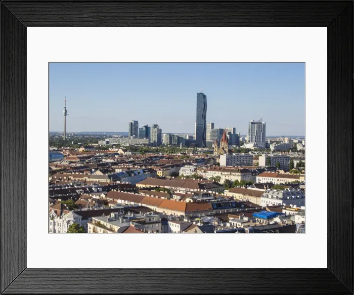 Framed Print : Austria, Vienna, View of city Skyline looking towards DC Tower at Donau City - to Framed Print : Austria, Vienna, View of city Skyline looking towards DC Tower at Donau City - to