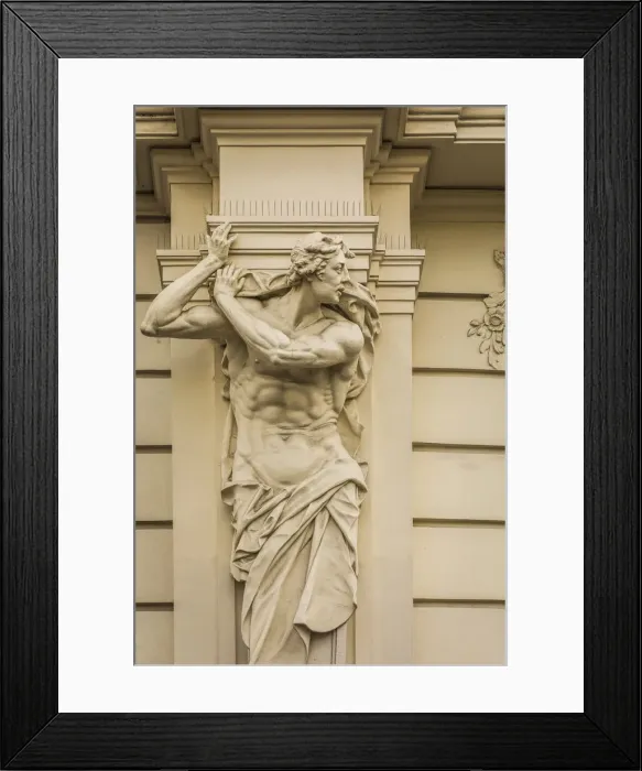 Framed Print : A telamon (male figure used on a column), Vienna, Austria Framed Print : A telamon (male figure used on a column), Vienna, Austria