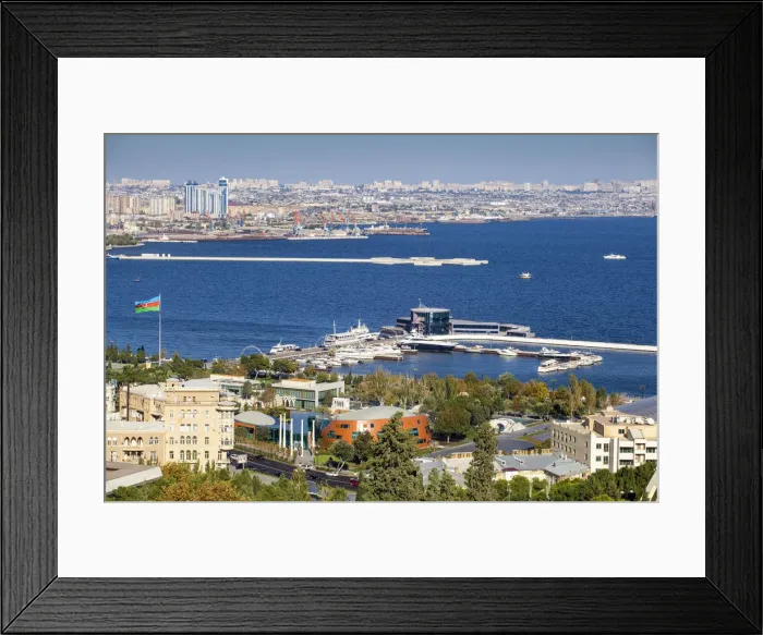 Framed Print : Azerbaijan, Baku, View of Baku Bay Framed Print : Azerbaijan, Baku, View of Baku Bay