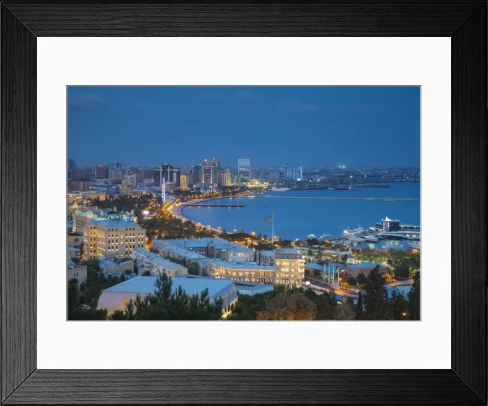 Framed Print : Azerbaijan, Baku, View of Baku Bay Framed Print : Azerbaijan, Baku, View of Baku Bay