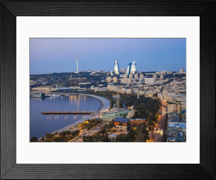 Framed Print : Azerbaijan, Baku, View of city looking towards The Baku Business Center on the Bulvur Framed Print : Azerbaijan, Baku, View of city looking towards The Baku Business Center on the Bulvur